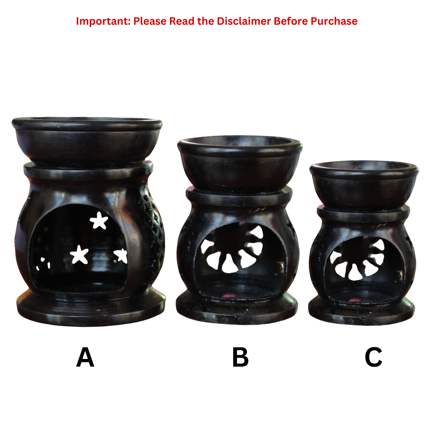 Black Soapstone Oil Burners