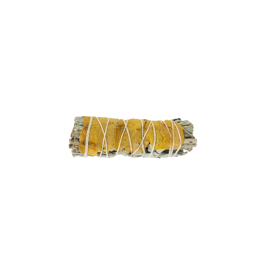 White Sage & Yellow Rose Petals Smudge Stick - Small 4"